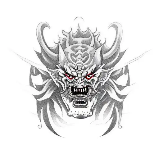 Mask Demon Oni With Full Color