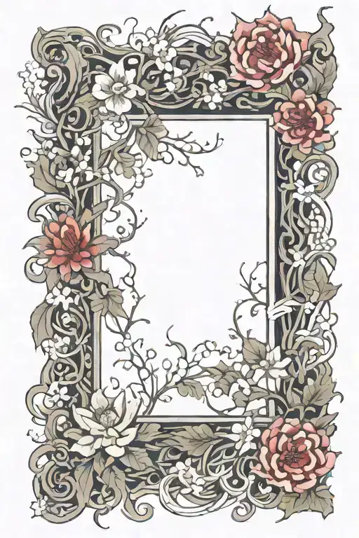 Picture Frame Made From Flowers And Thorny Vines