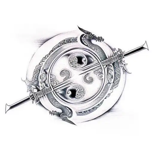 Samurai Katana Dragon Yin Yang
