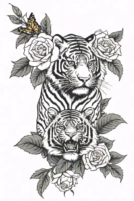 White Roses And Tiger