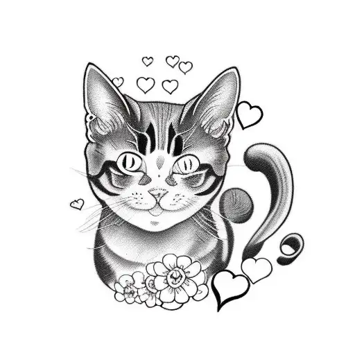 Black And White Cats With Hearts
