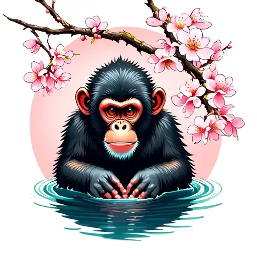 Snow Monkey Hot Springs Cherry Blossom