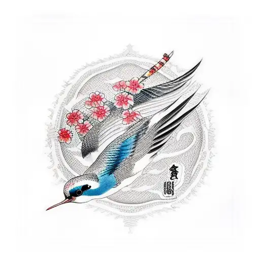 Swallow Bird With Japenese