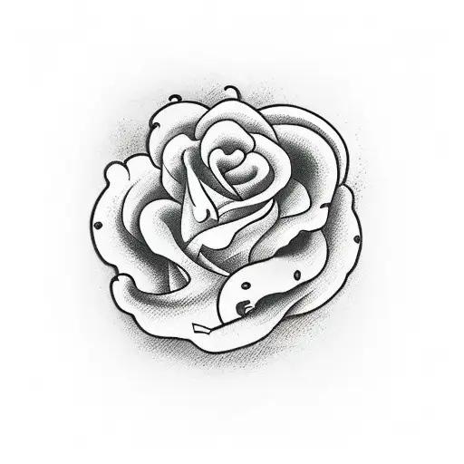 Knife With A Snake Around The Blade With Some Roses