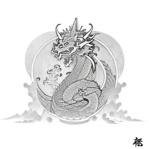 Temple With A Dragon And A Samurai