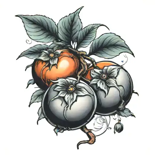 Persimmons On A Vine Thin Long