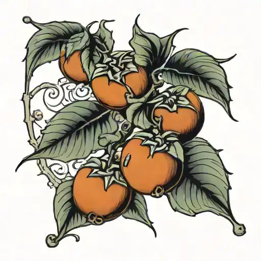 Persimmons On A Vine Thin Long