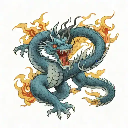 Warrior Dragon Breathing Fire
