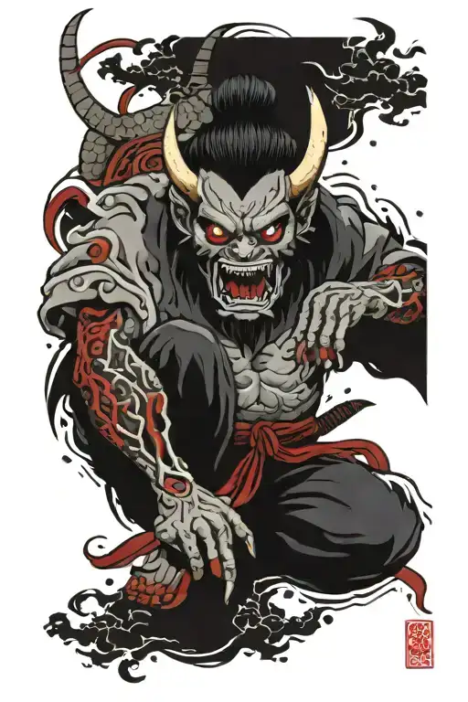 Oni Bleeding Look To The Moon Surrounded