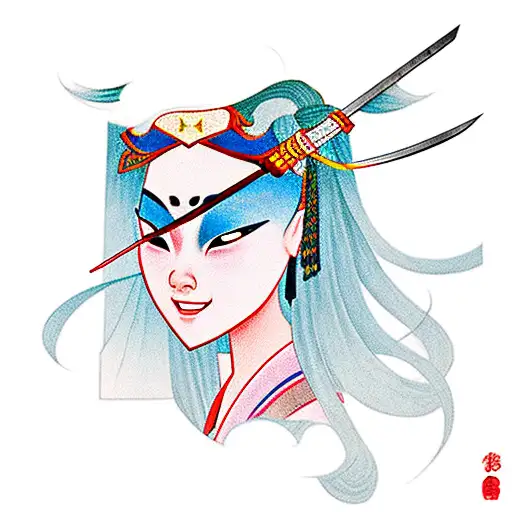 Mulan Warrior Cutting Her Hair With A Sword