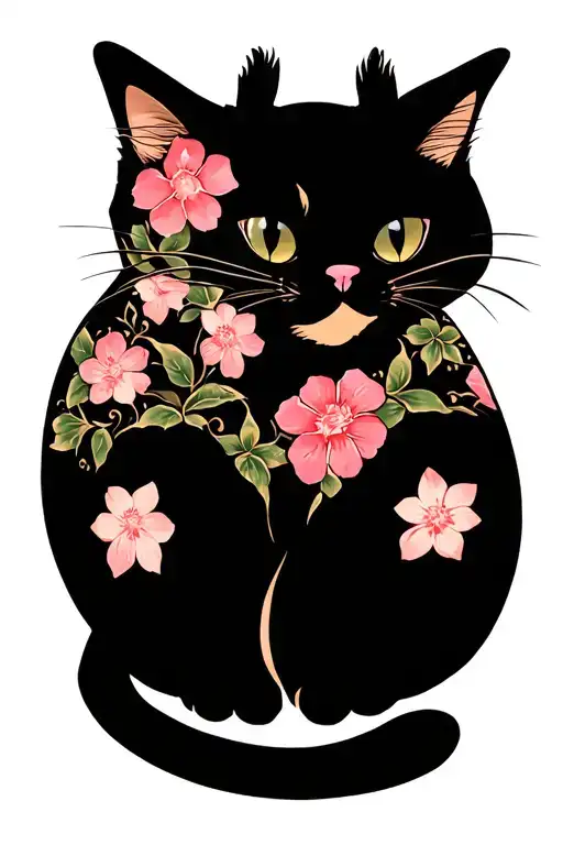 Cat Paws And Floral Patterns