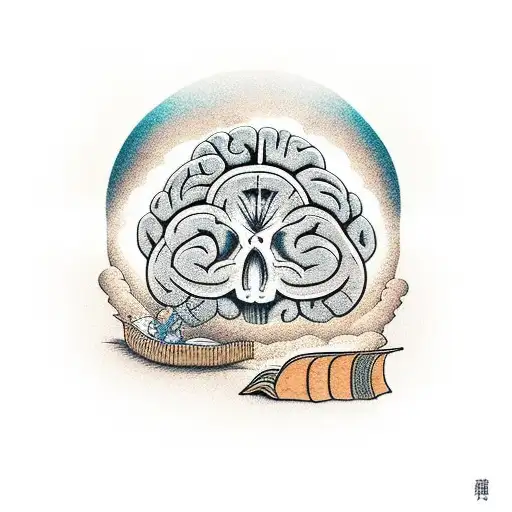 A Book And A Brain Inside A Sand Clock