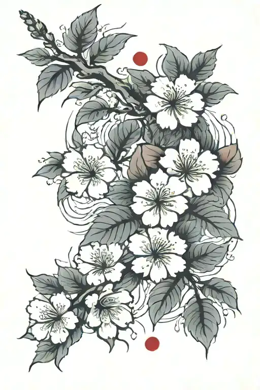 Sakura On The Collarbone And Chest