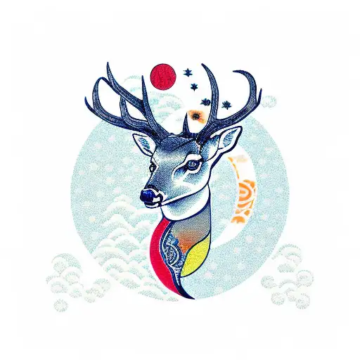 Deer With Moon