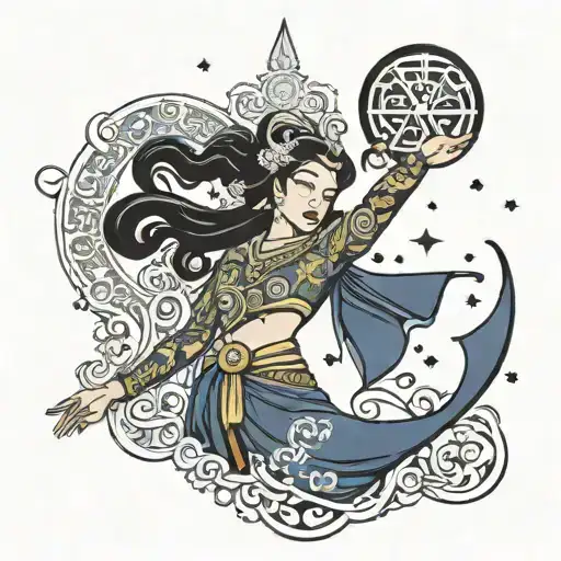 Cambodian Flag With Dancer Stars And Moon