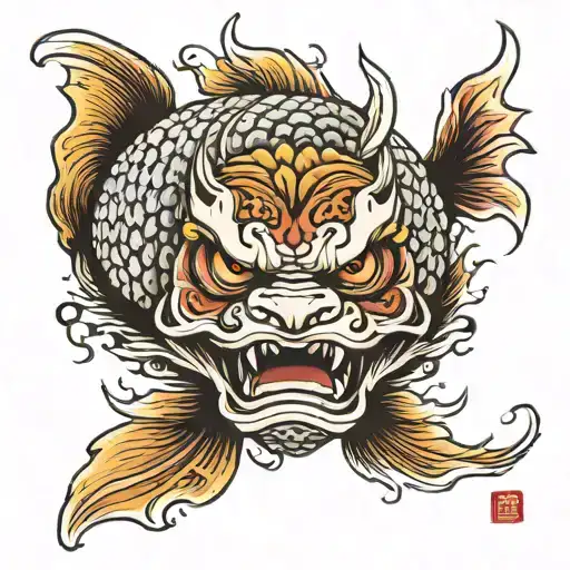 Oni Mask Koi Fish Swimming