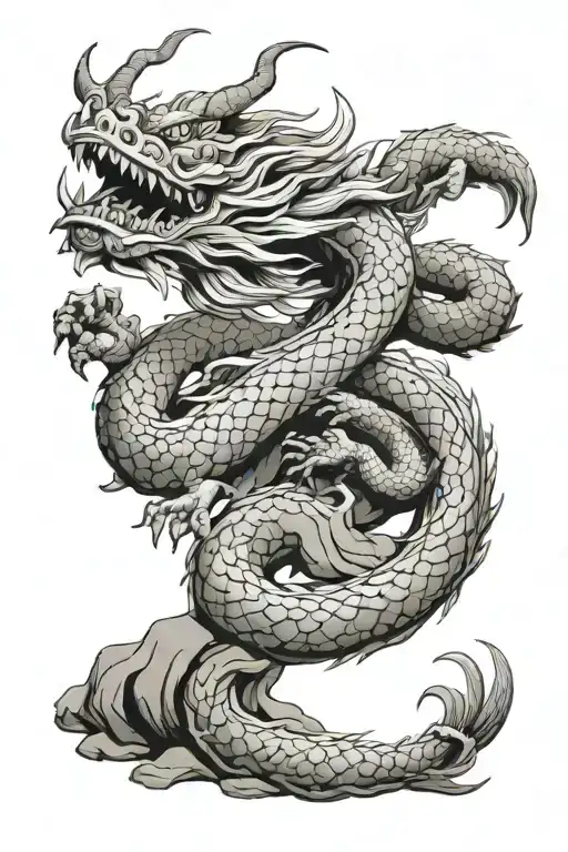 Stone Dragon With Tail Around Forearm