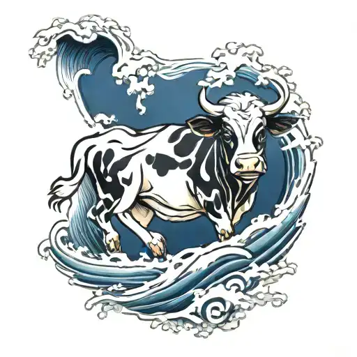 Cow And Wave