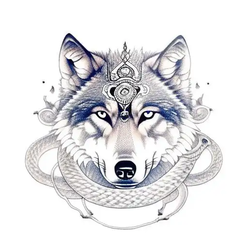 Wolf With Light And Snake And Krishna