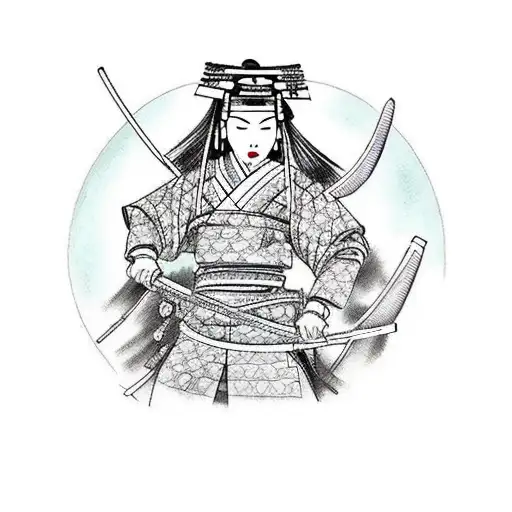 Samurai Girl Riding A Horse