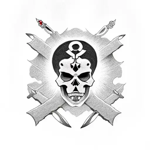 Skeleton Jesus Hanged In A Cross Of Daggers