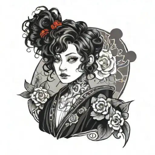 Goth Short Curly Haired Girl Looking