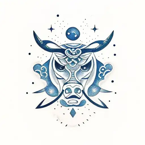 A Taurus And The Night Sky Encased In A Diamond