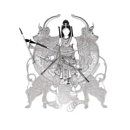 Full Body Warrior Women With A Spear