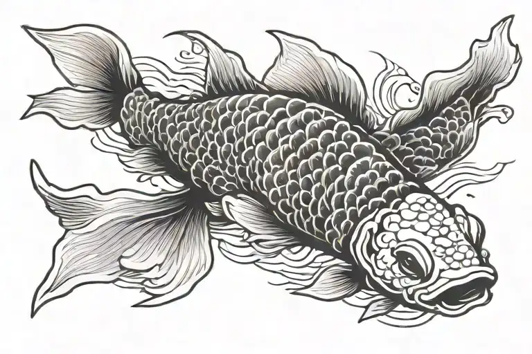 Koi Fish Swimming Upstream