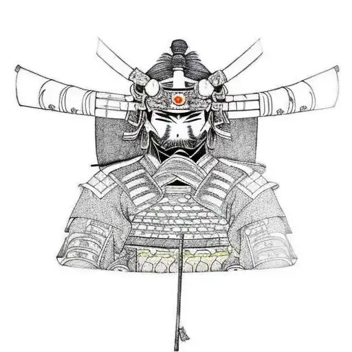 Samurai In Kimono With A Resting Armour Aside
