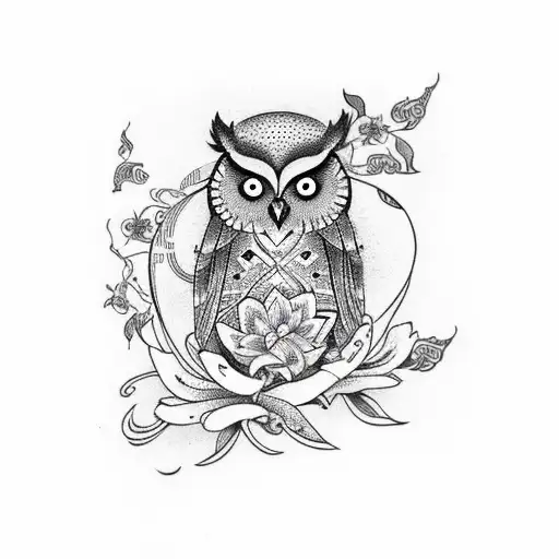 Owl With Music Notes And Lilies