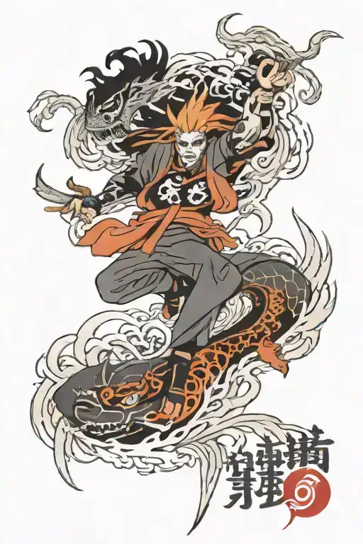 Japanese Traditional Irezumi Style With Shinigami From Naruto