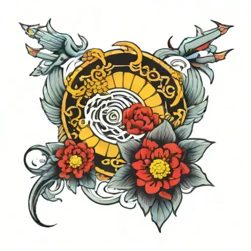 New School Style Garlands Representing The Balance Between