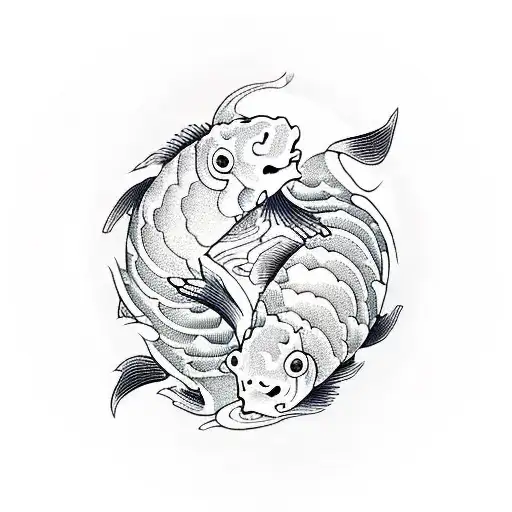 Two Koi Fish To Represent The Sings Of Yin And Yang