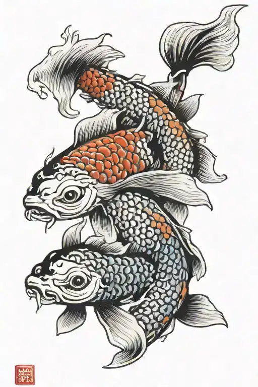 Japanese Style Koi Fish Transforming
