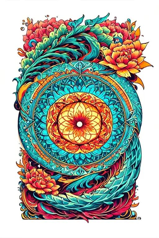 Spiral Mandala With Sacred Geometry And Psychedelic Details For Forearm