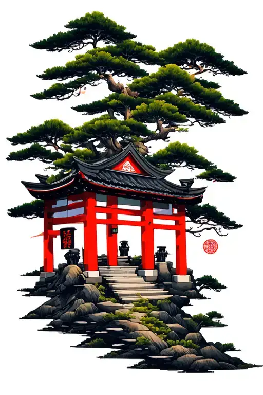 Shinto Gate Forest Landscape