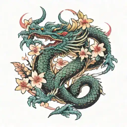 Dragon And Cherry Blossom