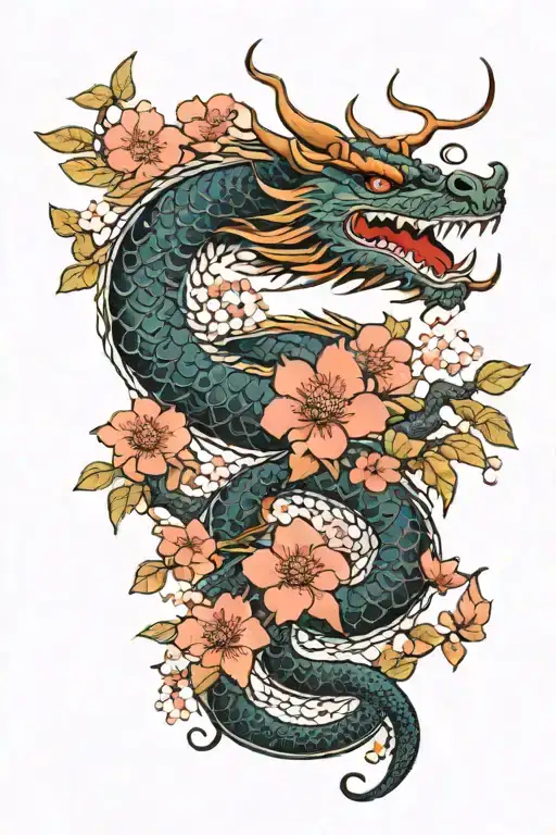 Dragon And Cherry Blossom