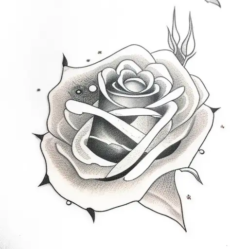 Blonde Holding Dagger With Rose