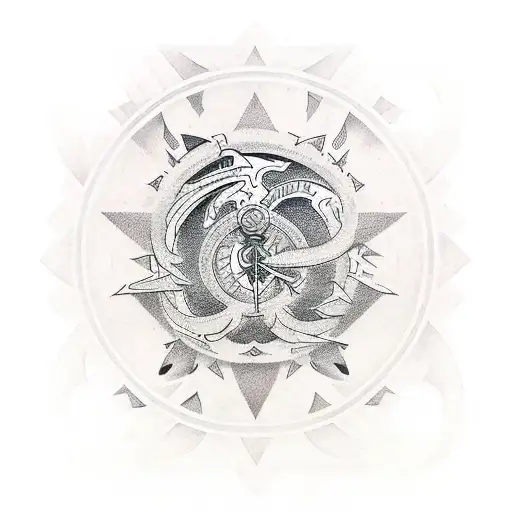 Omega Symbol And Blades Of Chaos