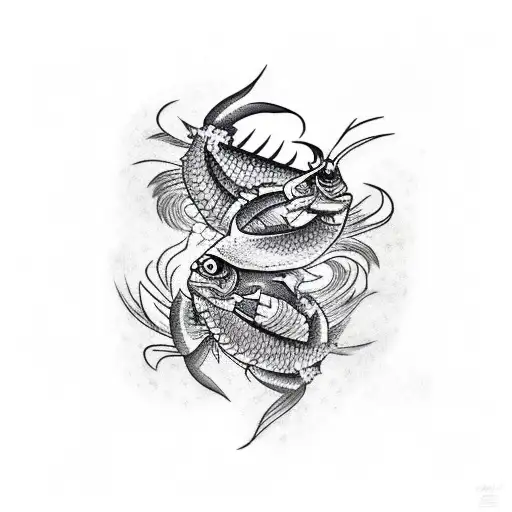 A Fish Fighting Against Two Crabs