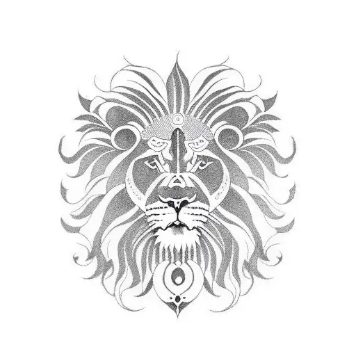 Lion With Line Pattern