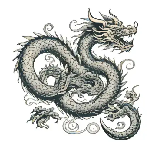 Japanese Dragon And Libra Scales