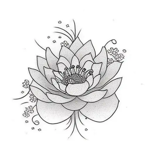 Big Arm Tattoo With Sakura And Lotus Flowers