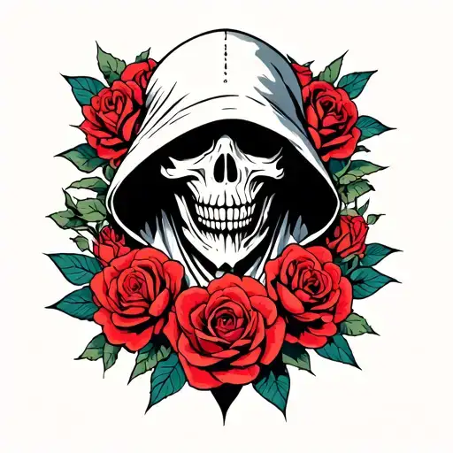 Grim Reaper With Roses Intertwined