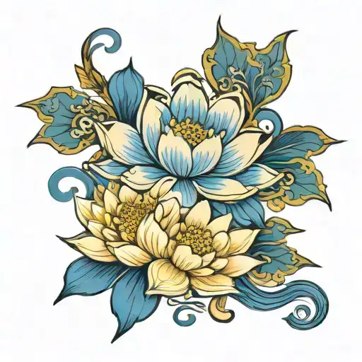 Nalini Name Calligraphy Characters Representing A Blue Lotus