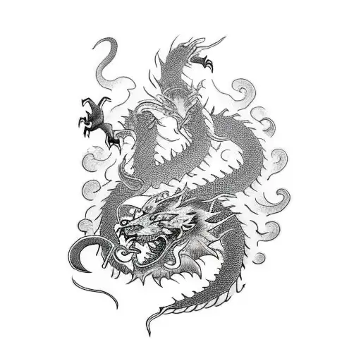 Dragon Fighting With A Tiger