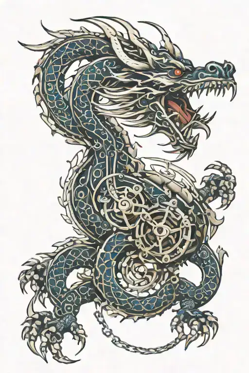 Mechanical Dragon With A Tail Made From A Bicycle Chain