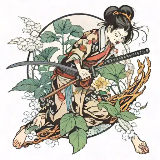 Girl Putting A Sword Into The Ground Turning It Into A Plant